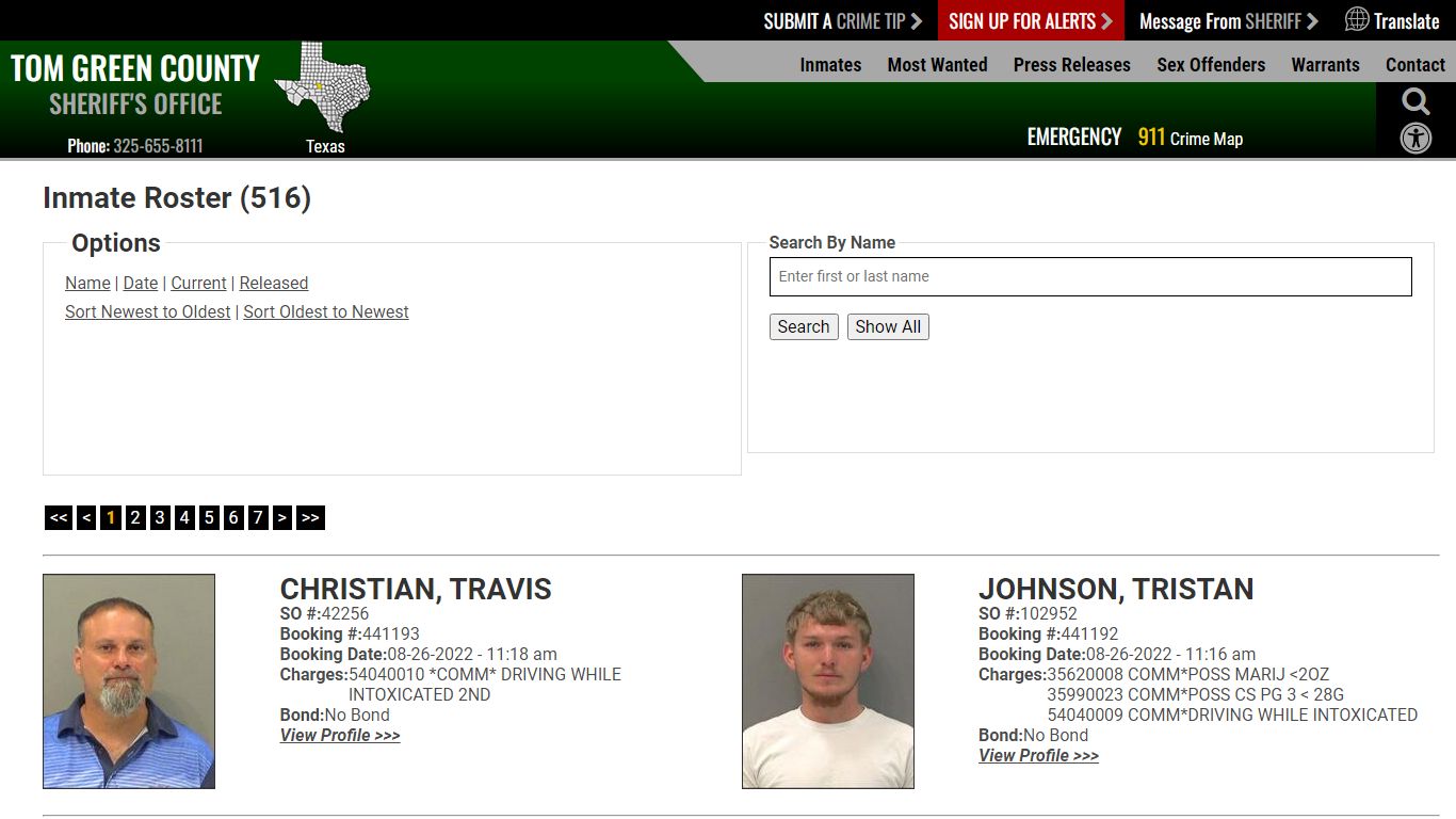 Inmate Roster (510) - Tom Green County Sheriff