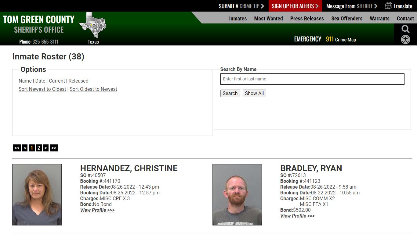 Inmate Roster (41) - Tom Green County Sheriff